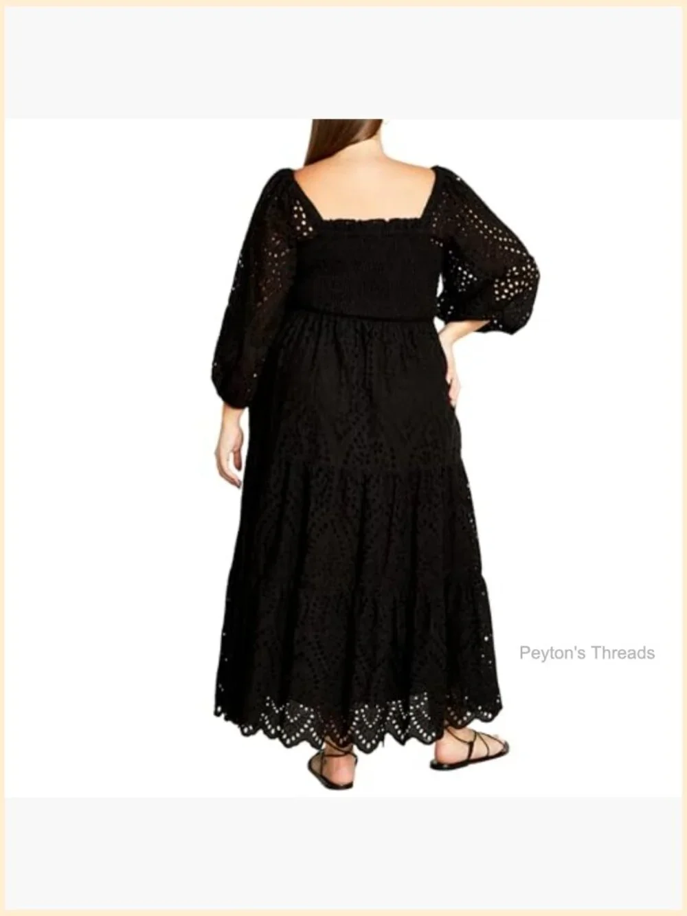 Elbow Sleeve Broderie Plus Size Boho Maxi Dress - Picture 2 of 7